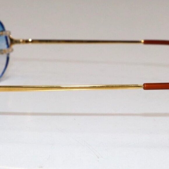 Cartier Big C decor gold sunglasses with blue gradient tinted lens - Picture 3 of 11
